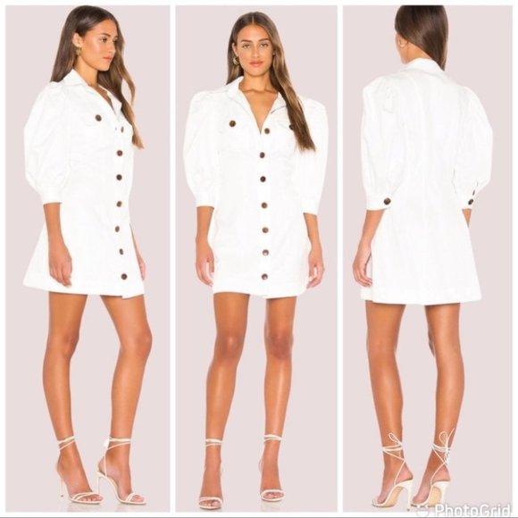 Petersyn White Sleeved Mini Dress Revolve Size XS Extra Small - Picture 1 of 7